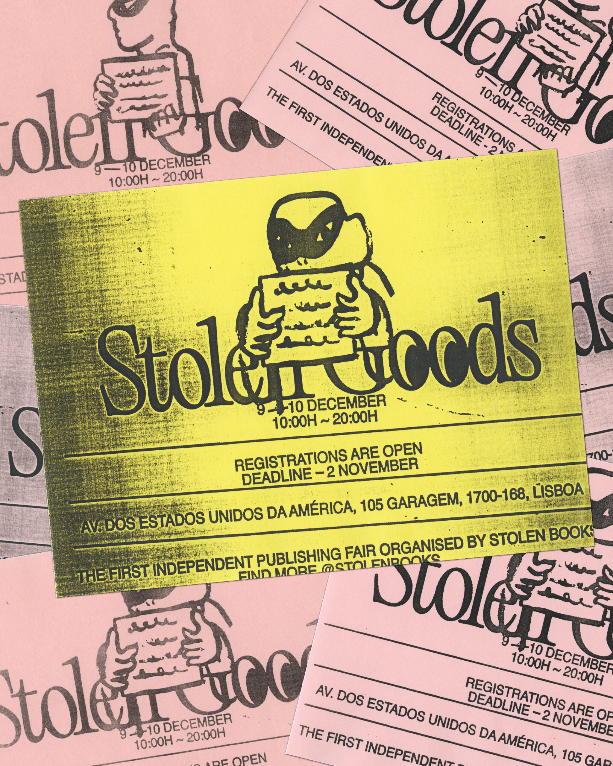 Poster and visual identity of the Stolen Goods publishing fair